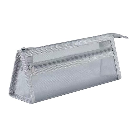 Clear Pencil Case Double Layer Large Capacity Japanese Style Portable Lightweight Zippered Mesh Transparent Concise Clear Pencil Pouch for Exam University Office Student Stationery Organizer