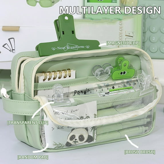 Clear Pencil Case, Transparent Mesh Pen Organizer, Multi-Compartment Travel Cosmetic Bag with Colorful Zippers, Lightweight PVC Storage Pouch for Pens, Makeup Brushes, and Small Items