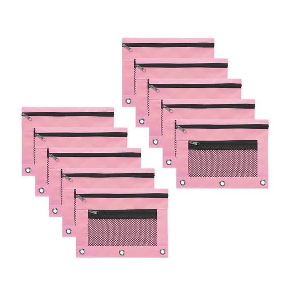 Clear Pencil Pouch, 10pc Cloth Eyelet Binder B5 Office Storage File Bag With Three Holes And Zipper Pen Bag