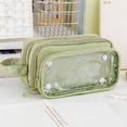 thumbnail image 1 of BYJKINGS Clear Pencil Pouch Case, Large Capacity Clear Pen Pencil Pouch with Zipper,Multi-Purpose for Travel,Teen Boys&Girls, Transparent Stationary Bag Green, 1 of 7