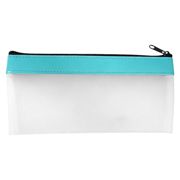Clear Pencil Pouch, Durable TPU Clear Makeup Pouch, Water-Resistant Pencil Bag with Smooth Zipper – Multipurpose Clear Pouch for Stationery, Home, Office, Travel Supplies, 1 Pcs, 7.87x3.93"(Blue)