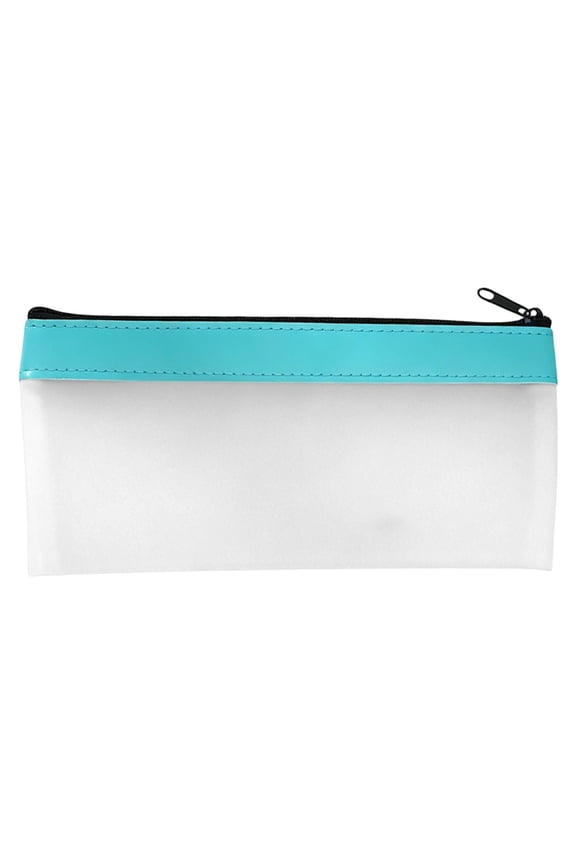 Clear Pencil Pouch, Durable TPU Clear Makeup Pouch, Water-Resistant Pencil Bag with Smooth Zipper – Multipurpose Clear Pouch for Stationery, Home, Office, Travel Supplies, 1 Pcs, 7.87x3.93"(Blue)