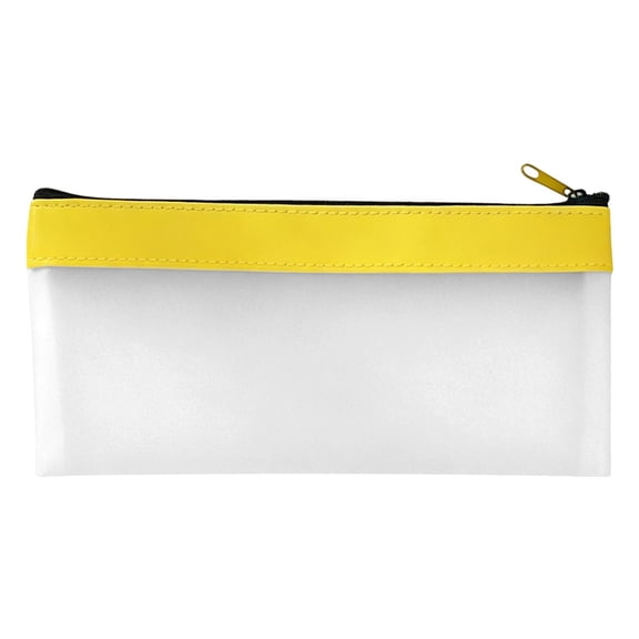 Clear Pencil Pouch, Durable TPU Clear Makeup Pouch, Water-Resistant Pencil Bag with Smooth Zipper – Multipurpose Clear Pouch for Stationery, Home, Office, Travel Supplies, 1 Pcs, 7.87x3.93"(Yellow)