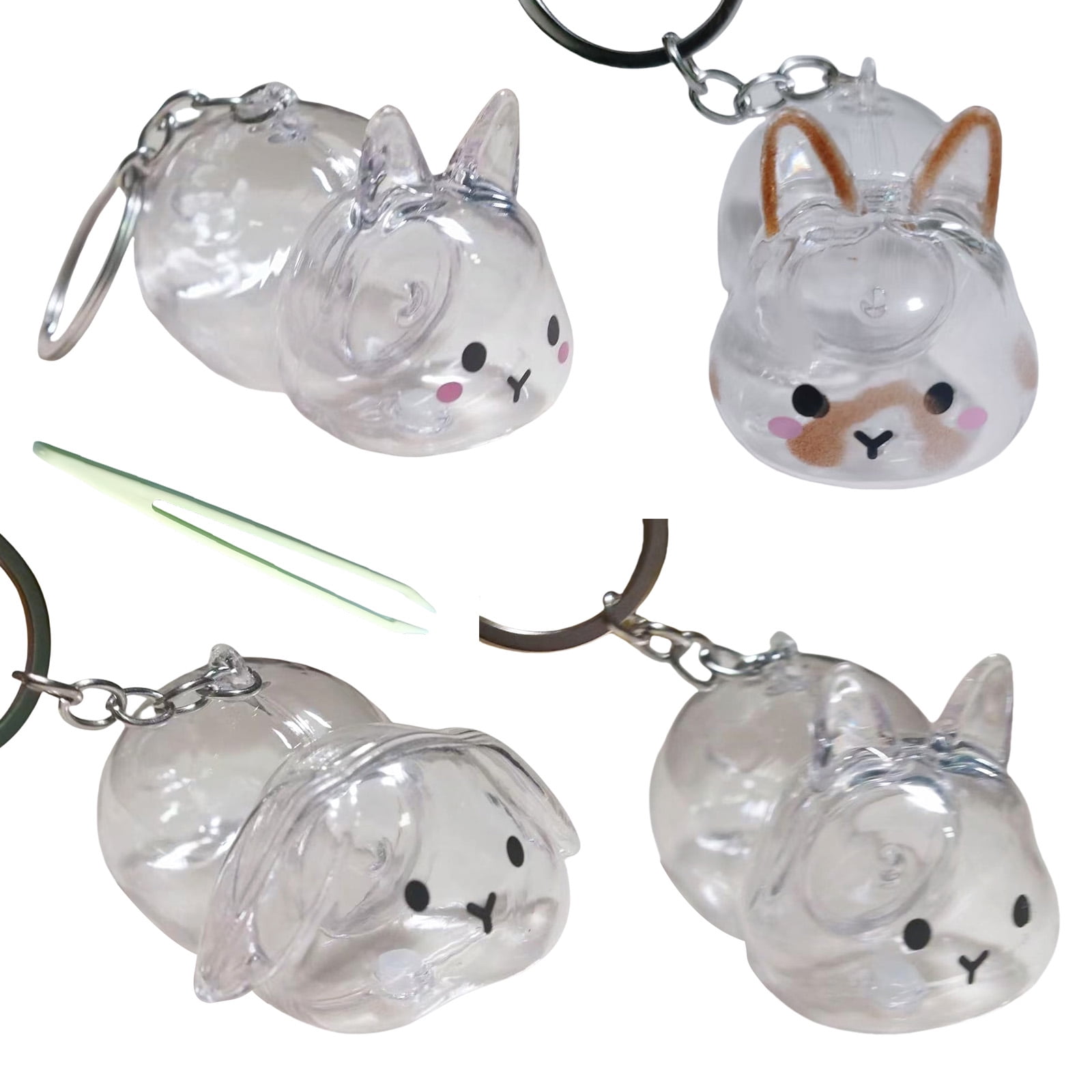 Clear Pet Hair Memorial Keyring Bunnies Themed Rabbits Furs Collector ...