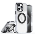 thumbnail image 1 of Clear Phone Case for Apple iPhone 11 Pro Max, 360 Rotating Kickstand Ring Holder Not-Yellowing Anti-Scratch Rugged TPU PC Slim Fit Case for iPhone 11 Pro Max, Black, 1 of 7