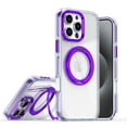 thumbnail image 1 of Clear Phone Case for Apple iPhone 15 Plus, 360 Rotating Kickstand Ring Holder Not-Yellowing Anti-Scratch Rugged TPU PC Slim Fit Case for iPhone 15 Plus, Purple, 1 of 7
