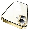 thumbnail image 1 of Clear Phone Case for Apple iPhone 16, Metal Frame Transparent Not-Yellowing Shockproof Bumper Protective Rugged Slim Fit Luxury Back Cover Case for iPhone 16, Gold, 1 of 8