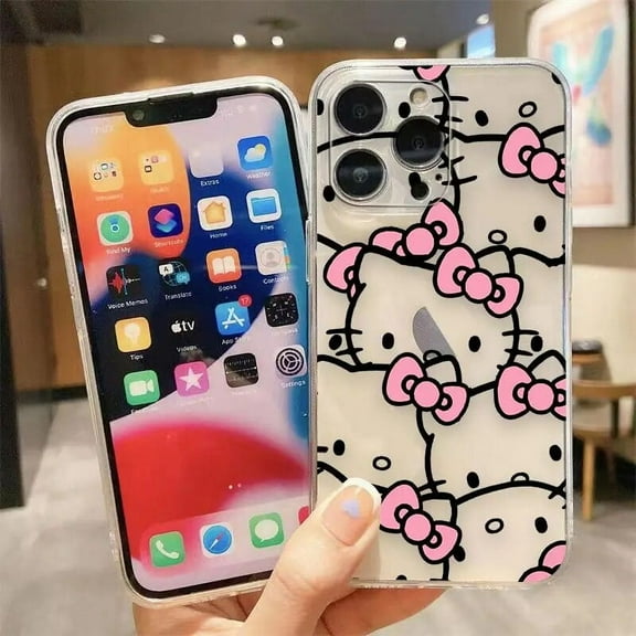 Clear Phone Case For iPhone Apple 14 12 13 Mini 11 Pro SE 8 7 6 6S Plus X XR XS Max SE Case Funda Shell Cartoon Hello Kitty Cat