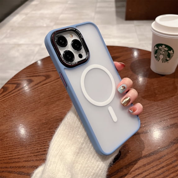 Clear Phone Case for iPhone 14 Pro 6.1 inch - Compatible with MagSafe Charger - Magnetic Phone Case with Enhanced Magnet & Protective TPU Frame – Blue