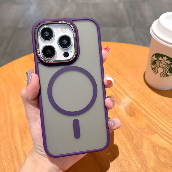 Clear Phone Case for iPhone 15 Pro 6.1 inch - Compatible with MagSafe Charger - Magnetic Phone Case with Enhanced Magnet & Protective TPU Frame for iPhone 15 Pro - Purple