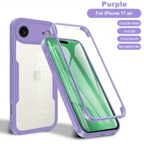Clear Phone Case for iPhone 17 Air with Built-in Screen Protector, Dual-Layers Rugged Clear Acrylic Back TPU Bumper Full Body Shockproof Protective Cover for iPhone 17 Air, Purple