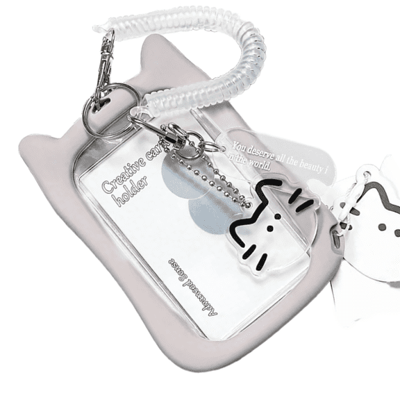 Clear Photocard Case Cats Ear Photocard Holders Keychain Card Sleeve Bus Card Holders Card Protector Lovely Card Covers