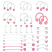 Clear/Pink/Purple Lip Septum Rings Eyebrow Industrial Smiley Piercing Jewelry Plastic Cartilage Helix Tragus Daith Earrings Vertical Labret Medusa Retainers Kits for Surgery Work Sports