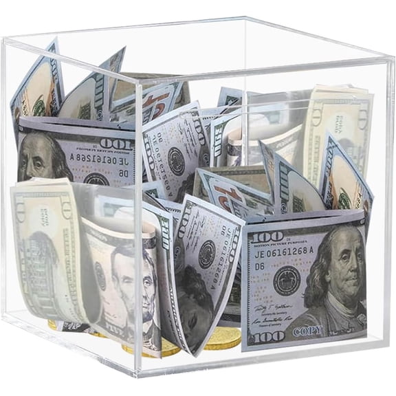 Clear Piggy Bank for Adults Kids, Transparent Money Bank for Cash Savings and Coin Savings, Acrylic Clear Money Box That Must be Broken to Open, Birthday Gifts for Kids and Adults (Cube)