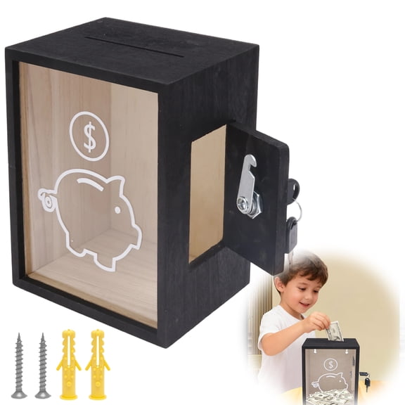 Clear Piggy Bank with Lock Large Money Saving Jar for Cash Saving Openable Money Change Bank Container for Adults Kids Boys Girls