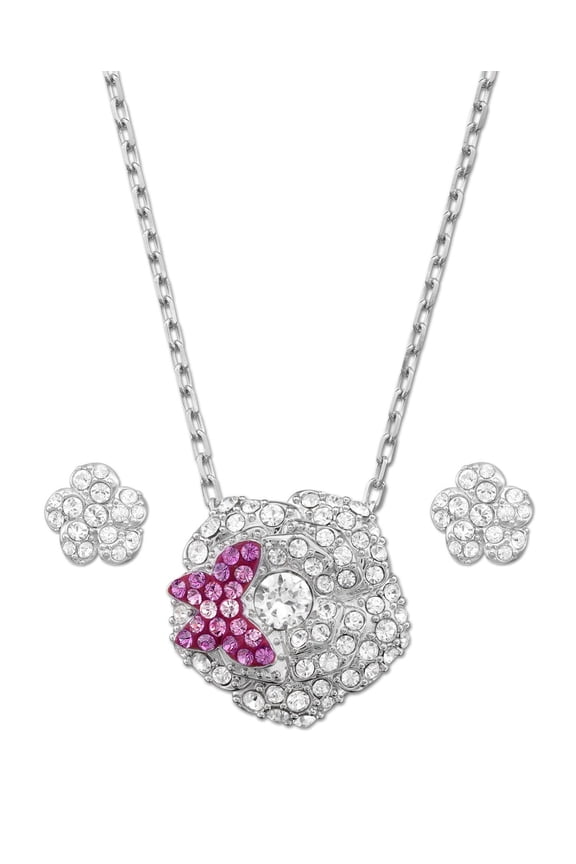 Clear/Pink Crystal BILLY Set BUTTERFLY Earrings Necklace #5086251