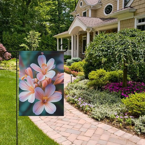Clear Pink Flower Garden Flag 12x18 inch Double Sided Outside Yard Decorations for Home Outdoor