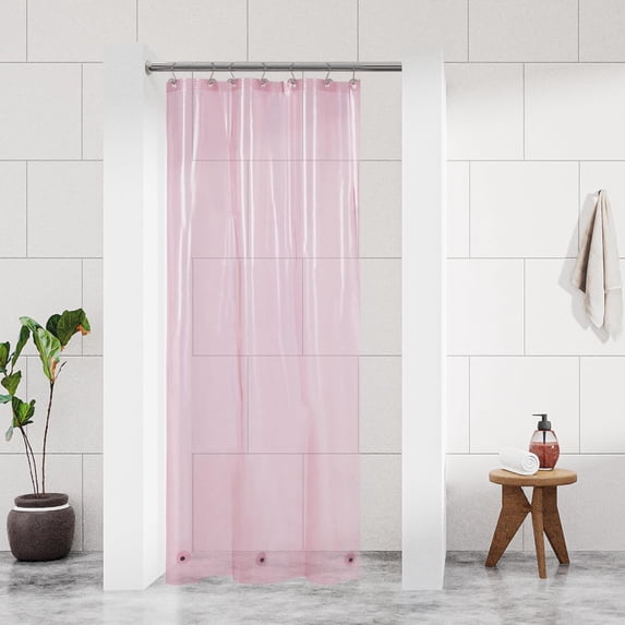 Clear Pink Stall Shower Curtain Liner with 3 Magnets - 36
