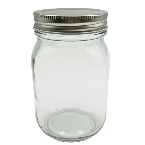 Clear Pint Glass Jar by Ashland - Wide Mouth - Durable Storage Jars for Canning - Crafts & Kitchen Organization - 24 Pack