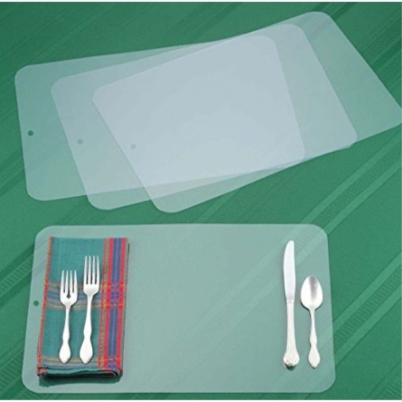 Clear Placemat Set of 4 - Washable Dining or Kitchen Table Mat - Plastic -  Heat Resistant 