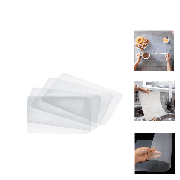Clear Placemats Set of 4, Transparent Table Mats – Non-Slip Heat Resistant Dining Place Mats for Kitchen Table, Washable Reusable Desk Protector Mats for Hot Dishes, Plates & Crafts