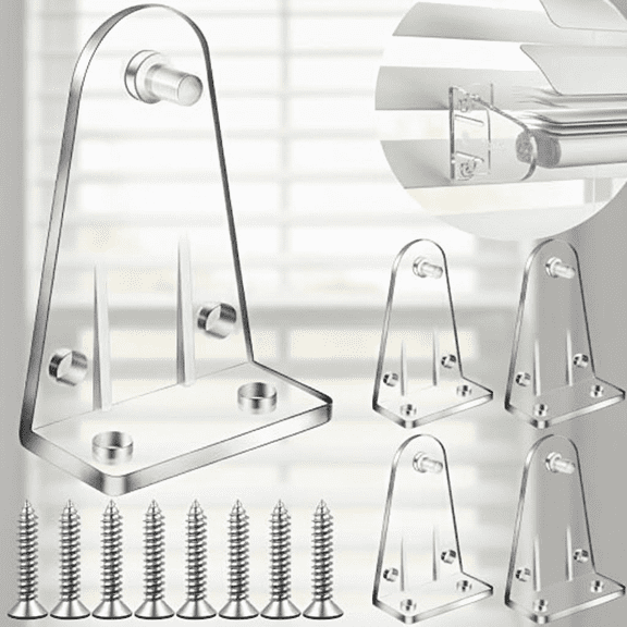 Clear Plastic 2 Inch 4-Pack Blinds Hold Down Brackets, Bottom Rail Clips for Securing Horizontal Window Blinds and Shades on Doors and Windows