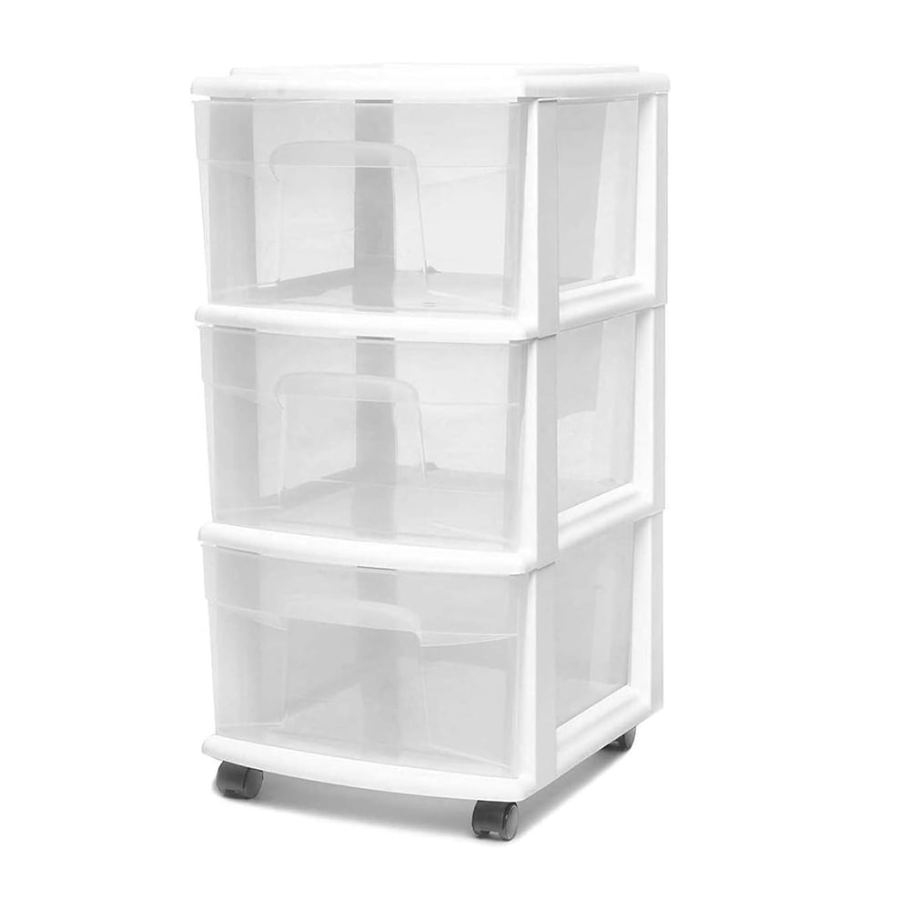 White 3-Drawer Plastic Storage Cart with Wheels