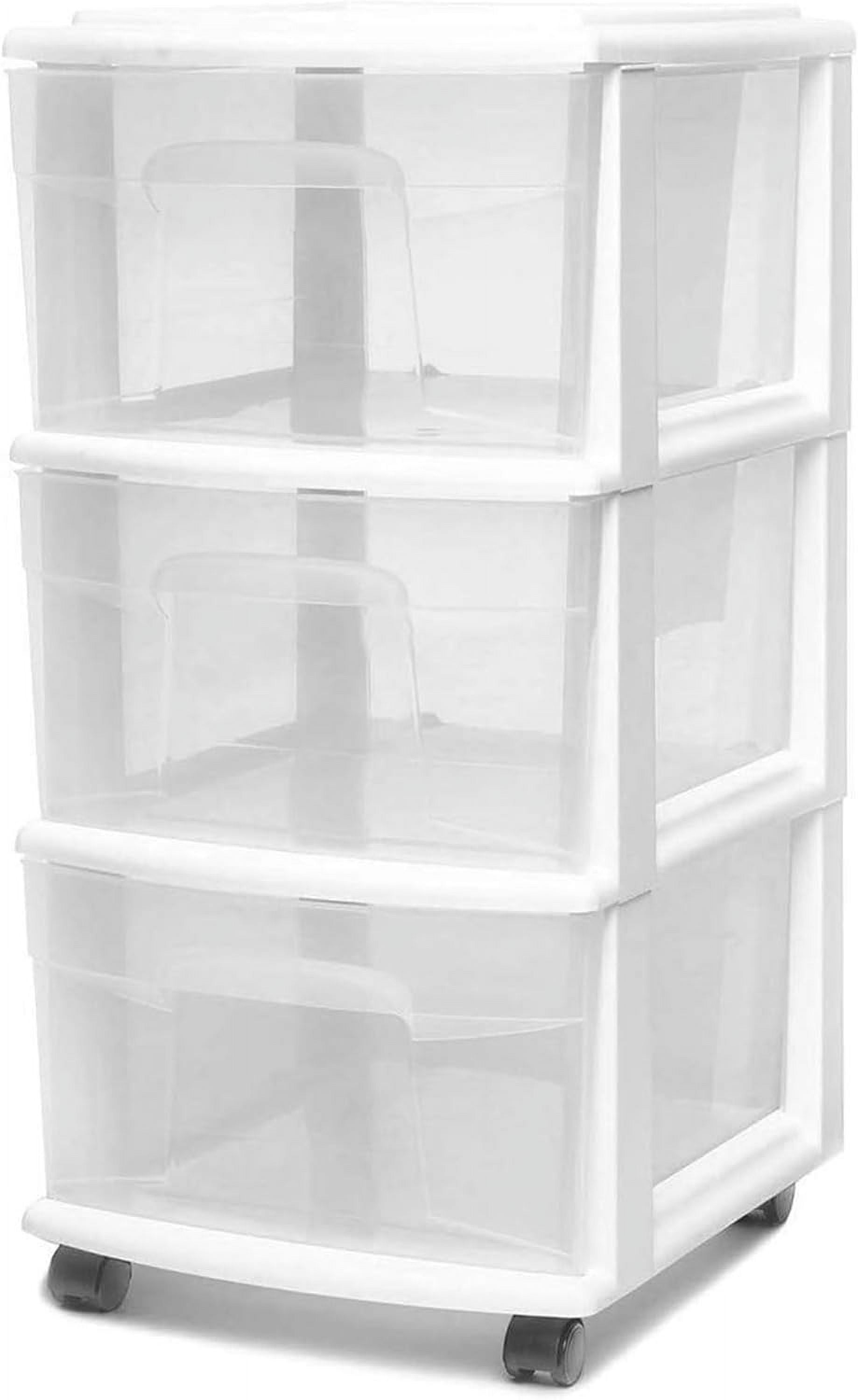 White 3-Drawer Plastic Storage Cart with Wheels