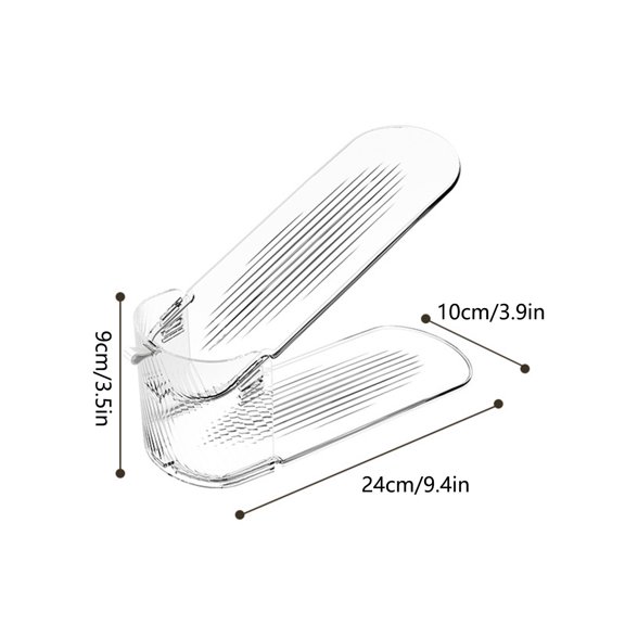 Clear Plastic 3‑Gear Adjustable Shoe Stacker, Double‑Layer Space‑Saving Shoe Organizer Holder, Drawstring‑Design Shoe Storage Tray for Closet Cabinet Dorm Household Apartment