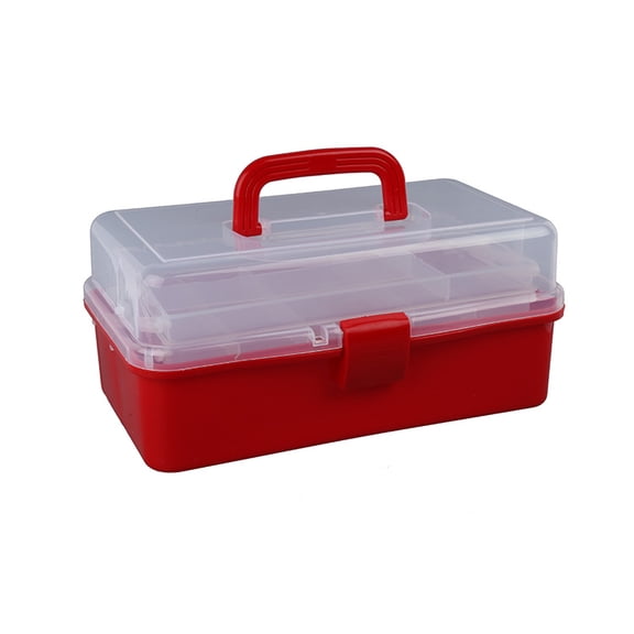 Clear Plastic 3 Layer Storage Organizer Foldable Toolbox for Sewing Kit Crafts Art Supplies