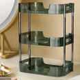 thumbnail image 1 of Clear Plastic 3-Tier Cosmetic Organizer | 3-Layer Vanity Storage Shelf for Perfume | Bathroom & Desktop Makeup Organizer with Raised Guardrails, 1 of 6