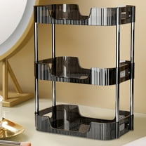 Clear Plastic 3-Tier Cosmetic Organizer | 3-Layer Vanity Storage Shelf for Perfume | Bathroom & Desktop Makeup Organizer with Raised Guardrails