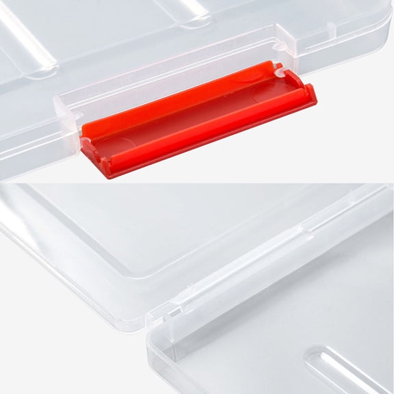Clear Plastic A4 Document Box File Storage Case for Desktop Organization Portable Stackable Holder for Important Papers Records and Certificates Storage Solution 12 x 9 Red