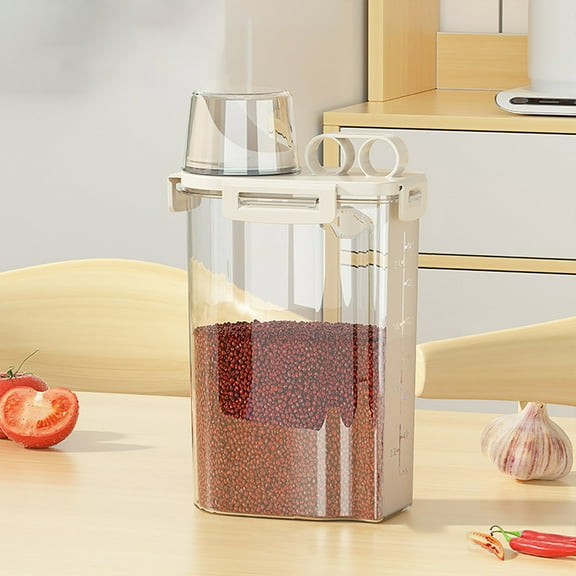 Clear Plastic Airtight Food Storage Container with Pour Spout and Measuring Lid for Kitchen Pantry Organization