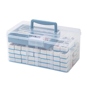 Clear Plastic American Mahjong Storage Case with Handle, Holds 166 Mahjong Tiles, Lockable Travel Organizer Box