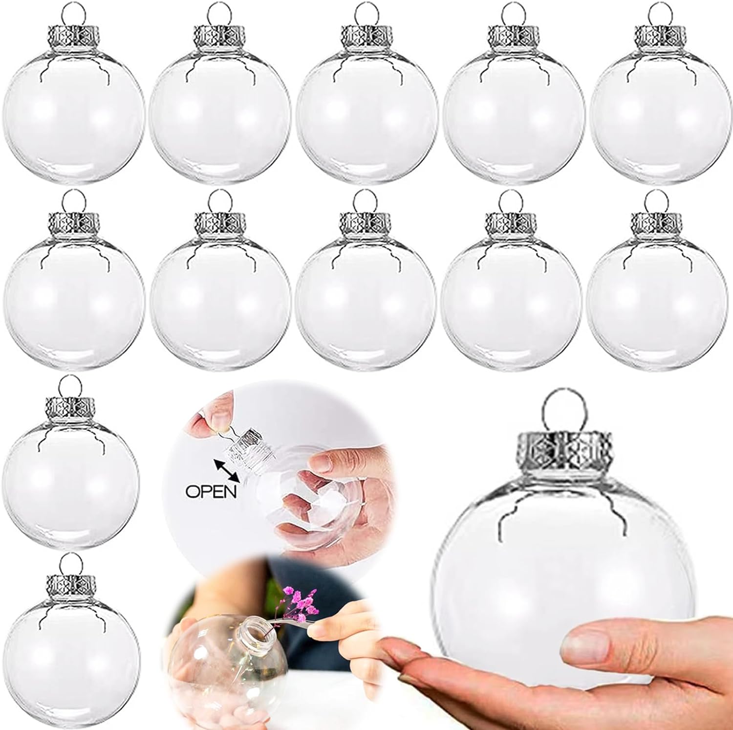 Clear Plastic Ball Decor - Set of 12 DIY Decorative Balls,DIY Clear