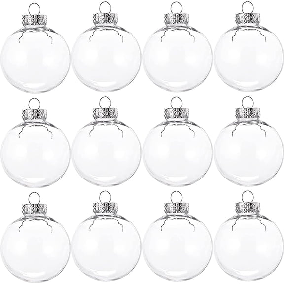 Clear Plastic Balls Ornaments - DIY Fillable Christmas Ornaments Balls,Happon 12 Pcs 2.36Inch Clear Plastic Ornament Balls for Christmas, Birthday, Wedding Decorative, Crafts Decorative
