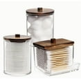 thumbnail image 1 of Clear Plastic Bathroom Jar Set, 10oz Storage Organizer for Cotton Balls, Swabs, Pads, Transparent Crystal Round Canister with Lid, Multipurpose Trending Picks Under Budget, 1 of 4
