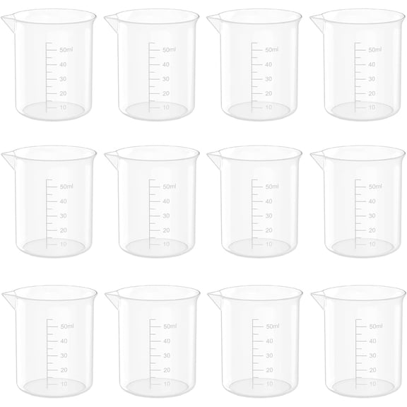 Clear Plastic Beakers 500ml Graduated Measuring Cups for Science Lab and Industrial Use 12 Pack