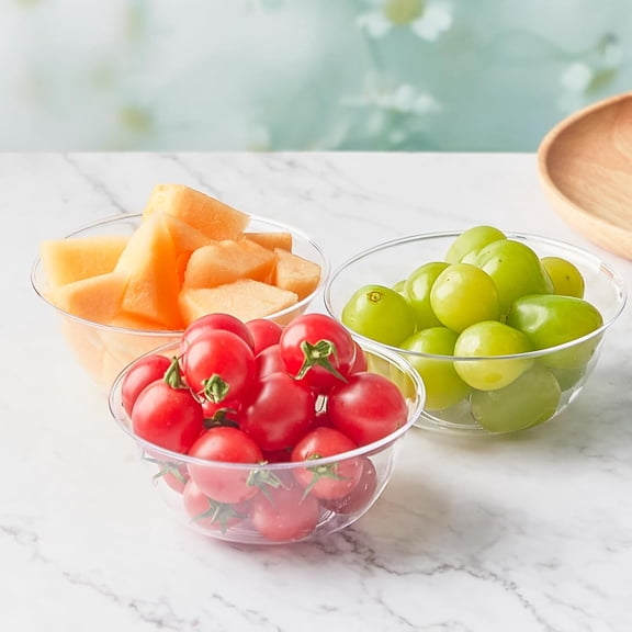 Clear Plastic Bowls, 50 Pack Disposable Hard Plastic Party Serving Bowls for Salads, Ice Cream, Fruit, Desserts, Parfaits, Snacks