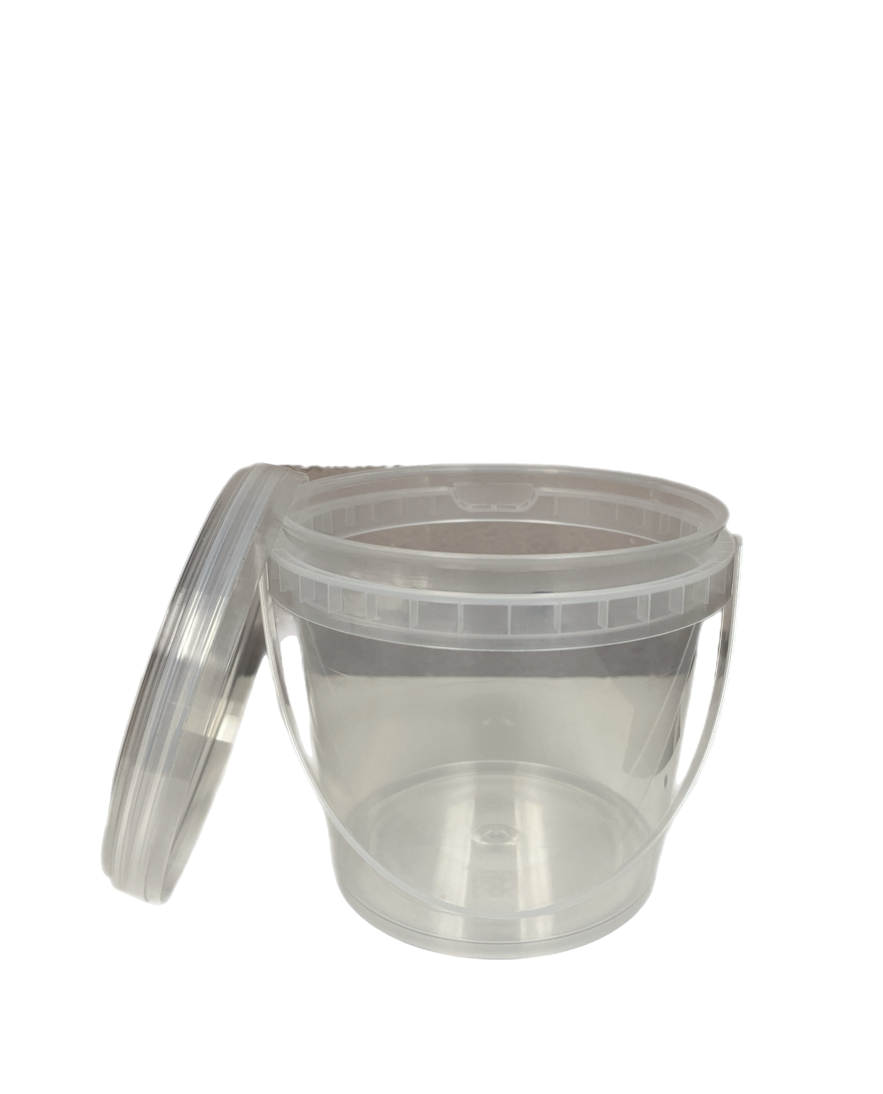 Clear Plastic Bucket with Lid and Handle (1L) Ice Cream Tub (2 Pack