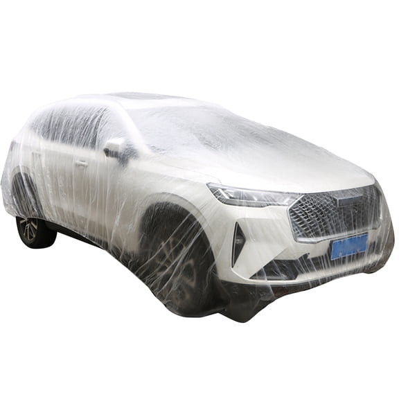 Clear Plastic Car Cover with Elastic Car Cover Plastic Auto Cover Waterproof Fit Size S-XL