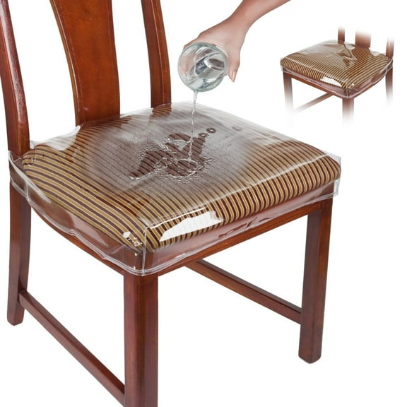 Clear Plastic Chair Covers for Dining Chairs, Waterproof Vinyl Seat Protectors, Transparent Cushion Covers for Kitchen Table, Kids, Cats, Pets, Furniture Protection
