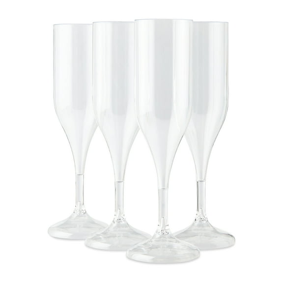 Clear Plastic Champagne Glasses, 5 fl oz, 4 Pieces, by Way To Celebrate