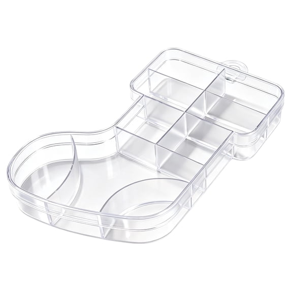 Clear Plastic Christmas Stocking Storage Box with Multi-Compartment Design, 1 Piece, Transparent, for Desktop Jewelry and Bead Organization, Christmas Decoration Storage
