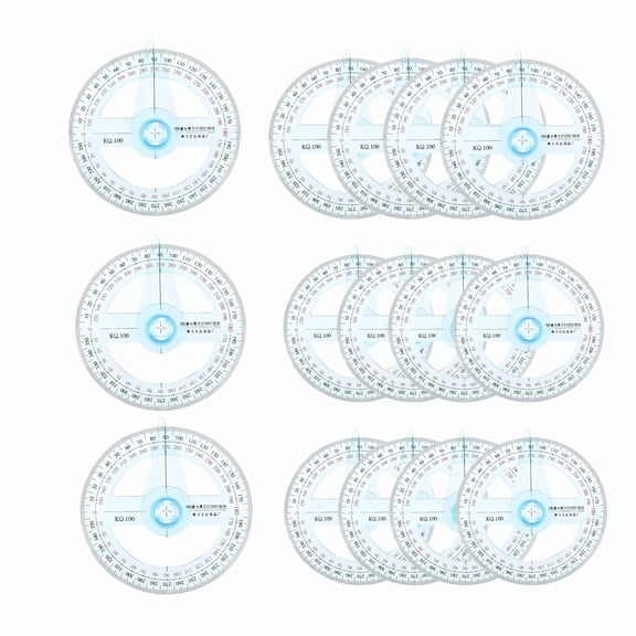 Clear Plastic Circle Protractor Set 360 Degree Swing Arm 15 Pack for Math Classroom Use