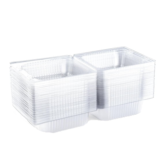 Clear Plastic Clamshell Food Containers with Snap Lock Lid, Stackable Lidded Boxes for Bakery Sandwich Takeout(100 Pcs 5.3*5.0*2.5 inch#2)