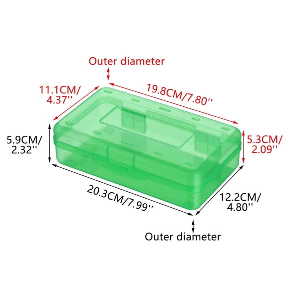 Clear Plastic Clear Storage Box, Large Capacity Pencil Box with Snap Tight Lid for Stationery Office Art Suppliesand Small Accessories Green