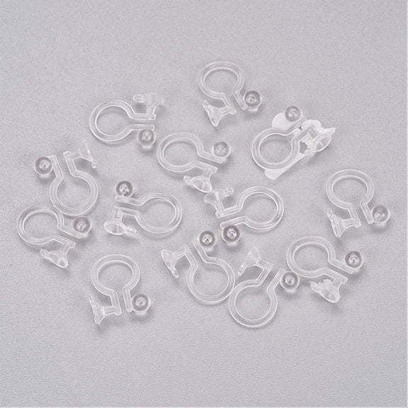 Clear Plastic Clip-on Earring Converter for DIY Non Pierced Earring Clear 11.5x9x1mm Hole: 0.8mm about 5000pcs/bag