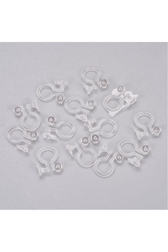 Clear Plastic Clip-on Earring Converter for DIY Non Pierced Earring Clear 11.5x9x1mm Hole: 0.8mm about 5000pcs/bag